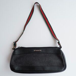 Authentic Preowned Gucci Black Denim/ Leather Sherry Line Micro Shoulder Bag